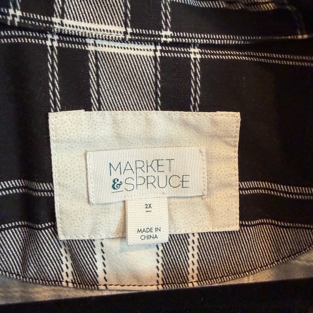 Market & Spruce Monochrome Plaid Shirt - Picture 2 of 3